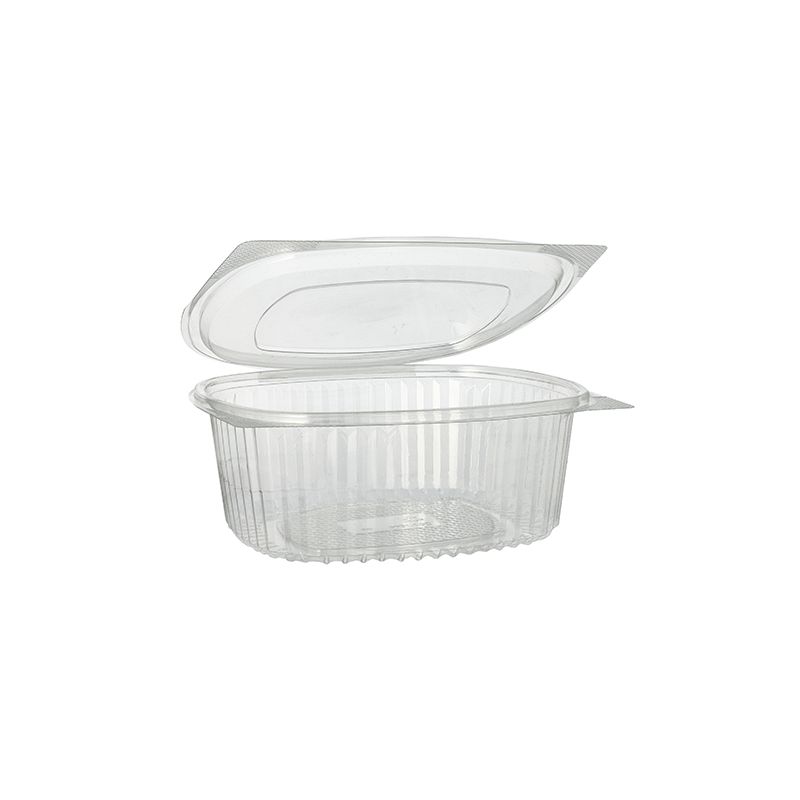 Feinkostbecher & Salatschalen To Go mit Klappdeckel, R-PET oval 1000 ml - Bild 1