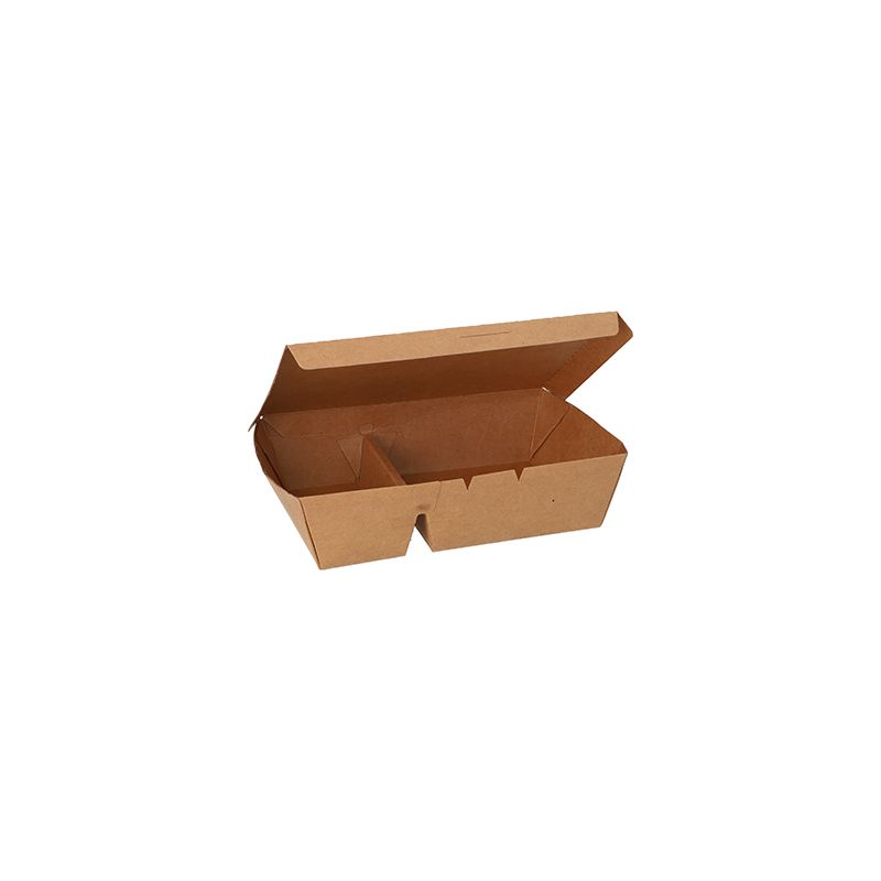 Lunchboxen aus Pappe, 2-geteilt, gesamt 450 ml, 5 cm x 13 x 19 cm braun - Bild 1