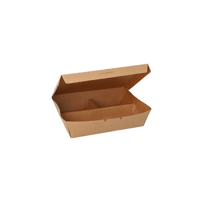 Lunchboxen aus Pappe, 3-geteilt, gesamt 600 ml, 5 cm x 17,2 x 21 cm  - Bild 1