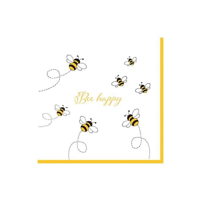 Servietten, 3-lagig 1/4-Falz 33 x 33 cm "Bee Happy" - Bild 1