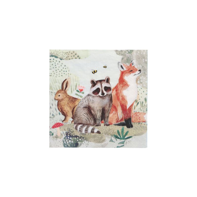 Servietten, 3-lagig 1/4-Falz 33 x 33 cm "Rabbit, Racoon & Fox" - Bild 1