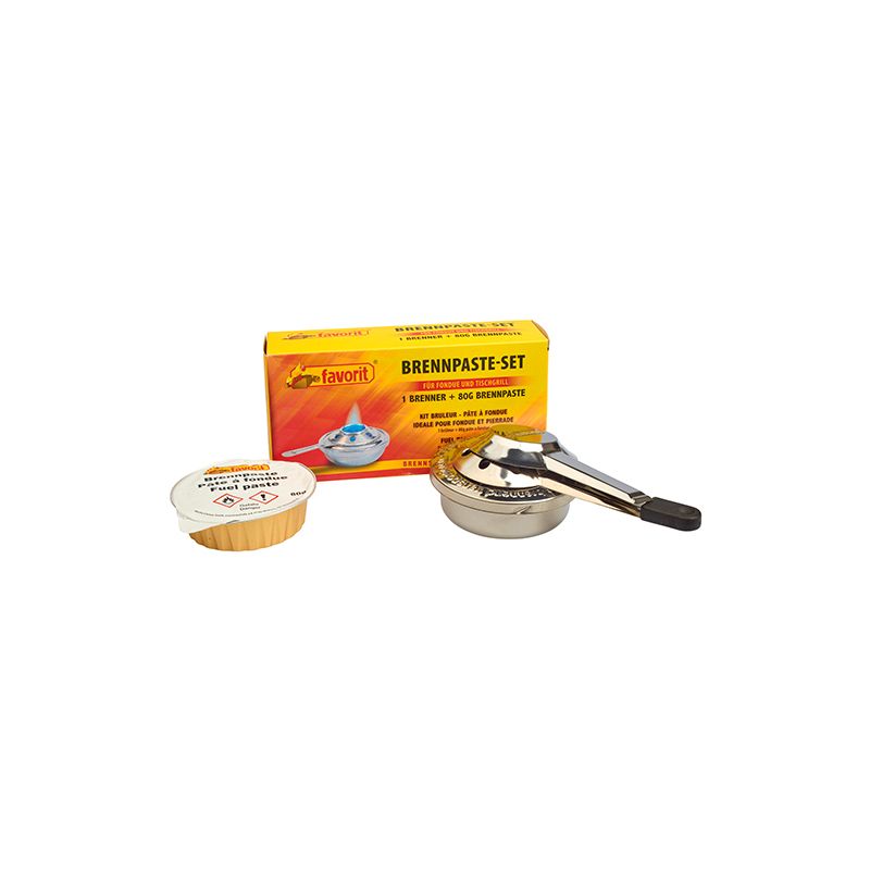 Sicherheits-Brennpaste Set, 80 gr Brennpaste + verstellbarer Brenner, silber - Bild 1