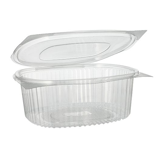 Feinkostbecher & Salatschalen To Go mit Klappdeckel, R-PET oval 1500 ml 1