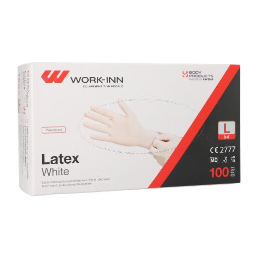 Latex-Handschuhe, gepudert "White" weiss - natur Größe L 1