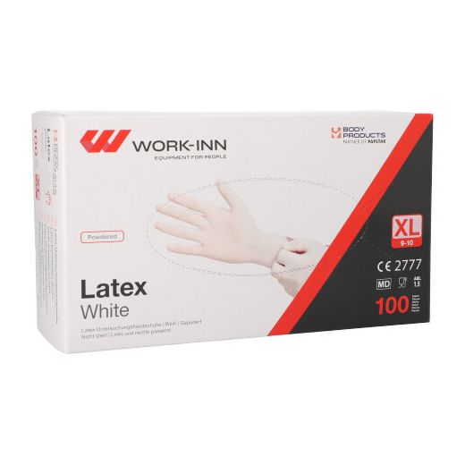 Latex-Handschuhe, gepudert "White" weiss - natur Größe XL 1