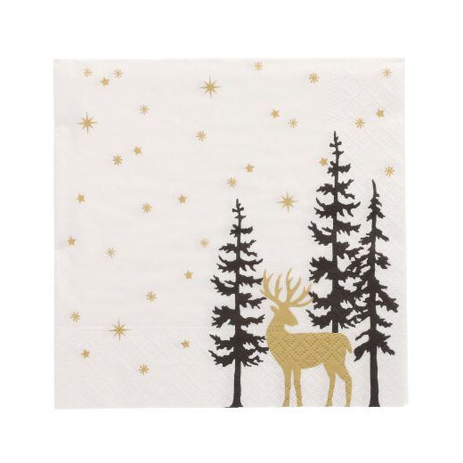 Servietten, 3-lagig 1/4-Falz 33 x 33 cm "Golden Deer" 1