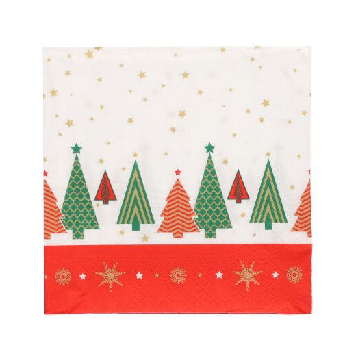 Servietten, 3-lagig 1/4-Falz 33 x 33 cm "Plain Christmas Trees" 1