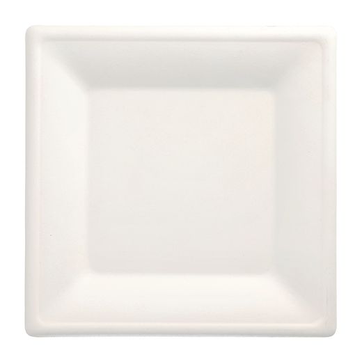 Zuckerrohr Teller eckig "pure" 26 x 26 cm weiss 1