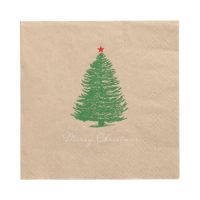 Servietten, 3-lagig 1/4-Falz 33 x 33 cm natur "Christmastree with Star" aus recyceltem Papier