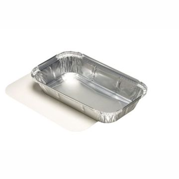 Aluschalen + Einlegedeckel, PP-beschichtet eckig 0,65 l 3,4 x 13 x 22 cm für Lasagne