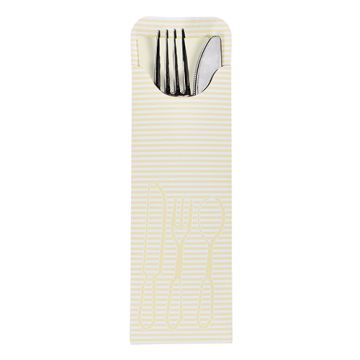 Bestecktaschen creme, 23,5 x 7,3 cm, inklusive farbiger Bistro Serviette