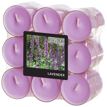 Duftteelichter, Lavendel, Ø 38 mm · 24 mm, "Flavour" in Polycarbonathülle