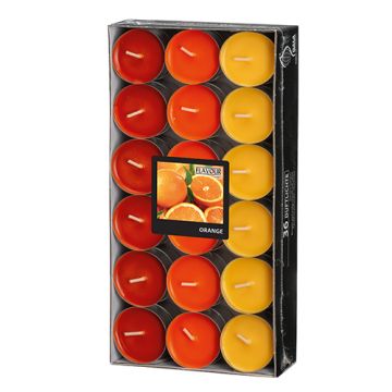 Duftteelichter, Orange, Ø 38 mm · 17 mm, "Flavour"