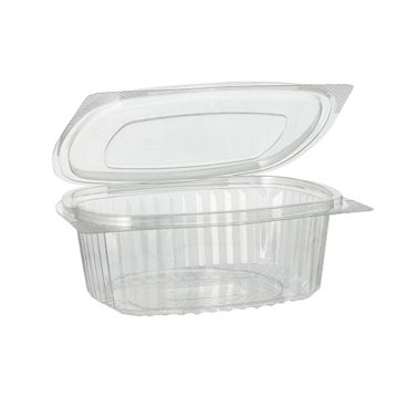 Feinkostbecher & Salatschalen To Go mit Klappdeckel, R-PET oval 500 ml