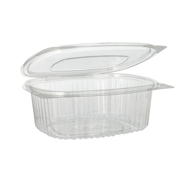 Feinkostbecher & Salatschalen To Go mit Klappdeckel, R-PET oval 750 ml