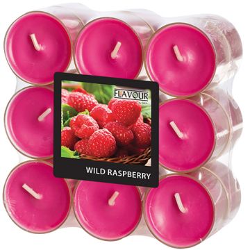 Duftteelichter, Wild Raspberry, Ø 38 mm · 24 mm, "Flavour" in Polycarbonathülle