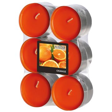 Maxi-Duftteelichter, Orange, Ø 58 mm · 24 mm, "Flavour"