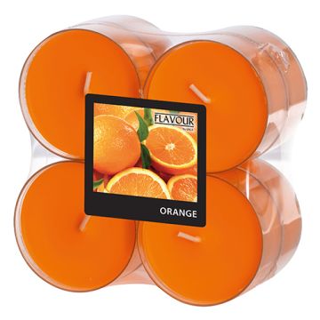 Maxi-Duftteelichter, Orange,  Ø 59 mm · 24 mm, "Flavour"