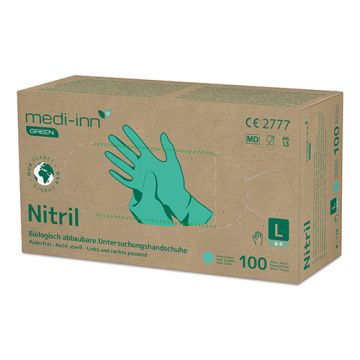 Nitril-Handschuhe, puderfrei grün Größe L, biologisch abbaubar