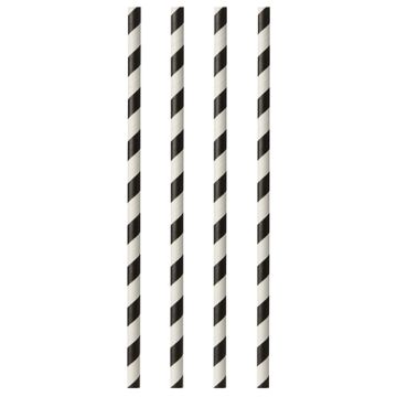 Papierstrohhalme Ø 6 mm · 29 cm schwarz/weiss "Stripes"