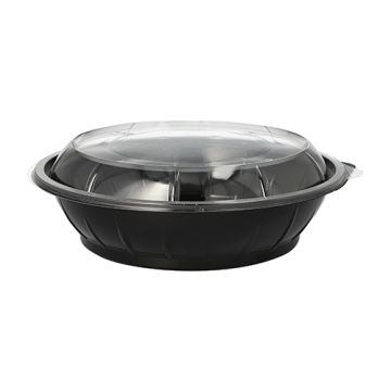 Salatschalen, PET 1000 ml Ø 21,8 cm · 6 cm schwarz "Snap It" mit Deckel PET glasklar