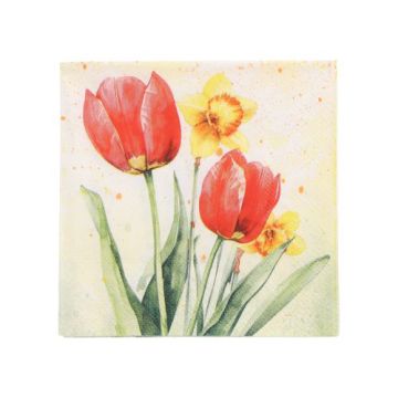 Servietten, 3-lagig 1/4-Falz 25 x 25 cm "Tulips & Daffodils"