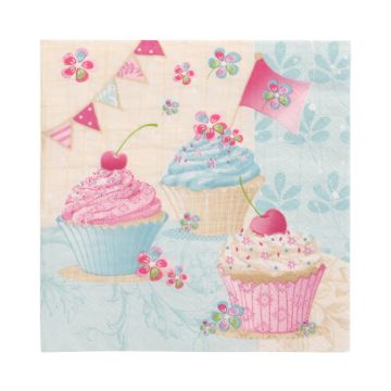 Servietten, 3-lagig 1/4-Falz 33 x 33 cm "Birthday Cup Cakes"