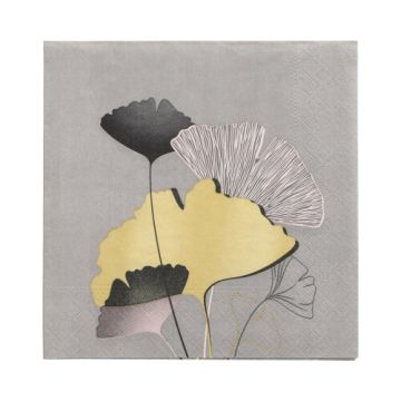 Servietten, 3-lagig 1/4-Falz 33 x 33 cm "Golden Ginko"