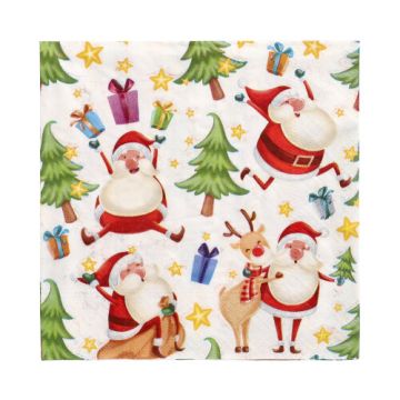 Servietten, 3-lagig 1/4-Falz 33 x 33 cm "Happy Santa"