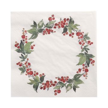 Servietten, 3-lagig 1/4-Falz 33 x 33 cm "Holly Crown"