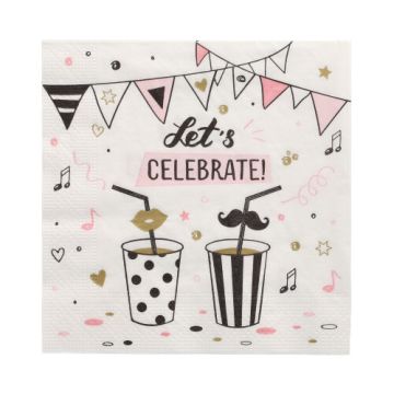 Servietten, 3-lagig 1/4-Falz 33 x 33 cm "Let's Celebrate"