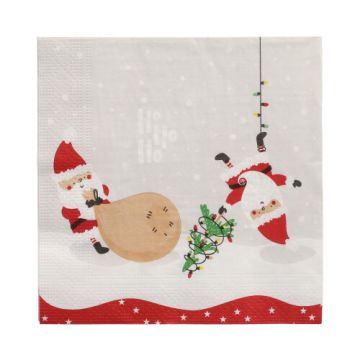 Servietten, 3-lagig 1/4-Falz 33 x 33 cm "Lutins de Noel"