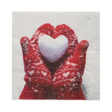 Servietten, 3-lagig 1/4-Falz 33 x 33 cm "Mittens in the Snow"