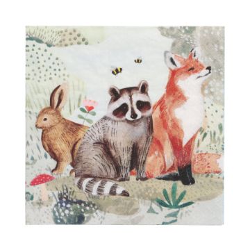 Servietten, 3-lagig 1/4-Falz 33 x 33 cm "Rabbit, Racoon & Fox"