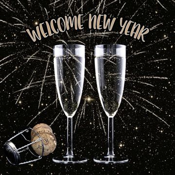 Servietten, 3-lagig 1/4-Falz 33 x 33 cm "Welcome New Year"