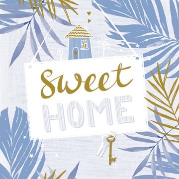 Servietten, 3-lagig 1/4-Falz 33 x 33 cm blau "Sweet Home"