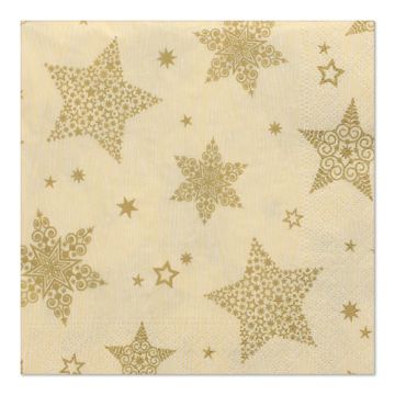 Servietten, 3-lagig 1/4-Falz 33 x 33 cm creme "Christmas Shine"