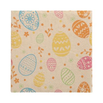 Servietten, 3-lagig 1/4-Falz 33 x 33 cm natur "Eggs" aus recyceltem Papier