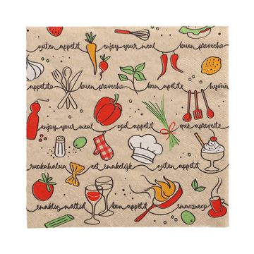 Servietten, 3-lagig 1/4-Falz 33 x 33 cm natur "Enjoy your meal" aus recyceltem Papier