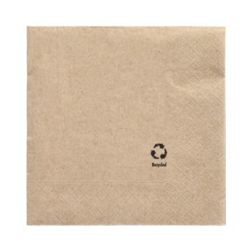 Servietten, 3-lagig 1/4-Falz 33 x 33 cm natur aus recyceltem Papier