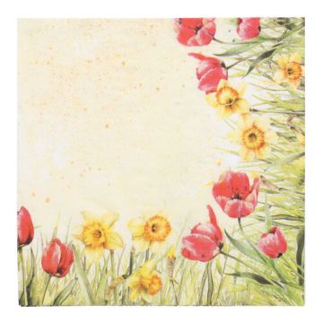 Servietten, 3-lagig 1/4-Falz 40 x 40 cm "Tulips & Daffodils"