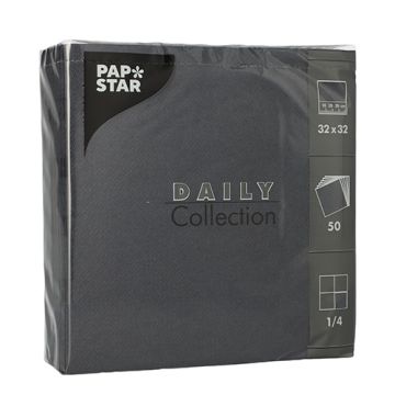 Servietten "DAILY Collection" 1/4-Falz 32 x 32 cm schwarz