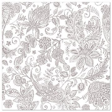 Servietten, grau, "ROYAL Collection", 1/4-Falz, 40 x 40 cm, "Paisley"

