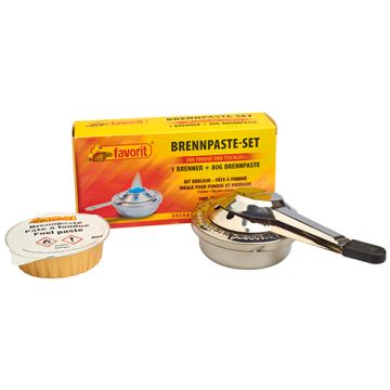 Sicherheits-Brennpaste Set, 80 gr Brennpaste + verstellbarer Brenner, silber