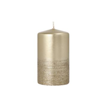 Stumpenkerze "Safe Candle" Ø 60 mm · 100 mm gold "Fia", einzeln cellophaniert