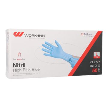 "WORK-INN" Handschuhe Nitril puderfrei "High Risk" blau Größe L