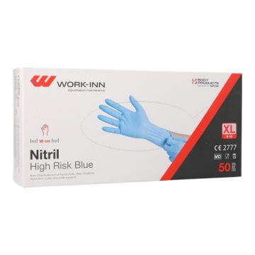 "WORK-INN" Handschuhe Nitril puderfrei "High Risk" blau Größe XL