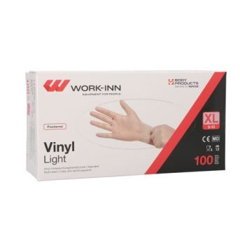 "WORK-INN" Vinyl-Handschuhe, gepudert "Light" transparent Größe XL