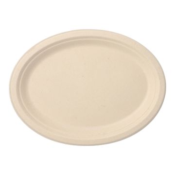 Zuckerrohr Teller oval "pure" 26 x 20 cm natur